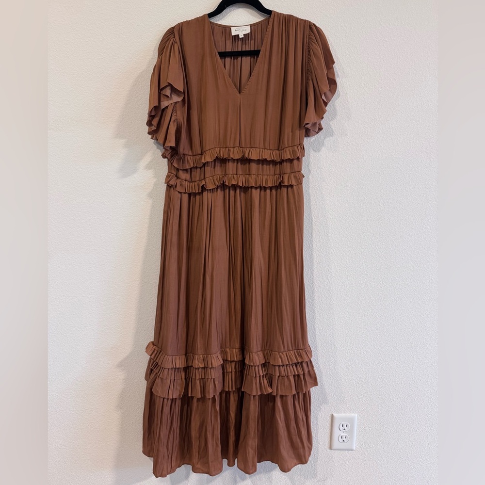 Böhme Willa Ruffle Dress in Camel